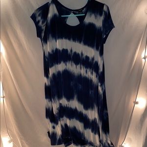 Navy Blue and White T-Shirt Tye Dye dress